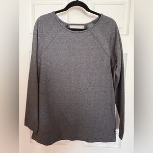 Athleisure grey marled top with lattice detail back